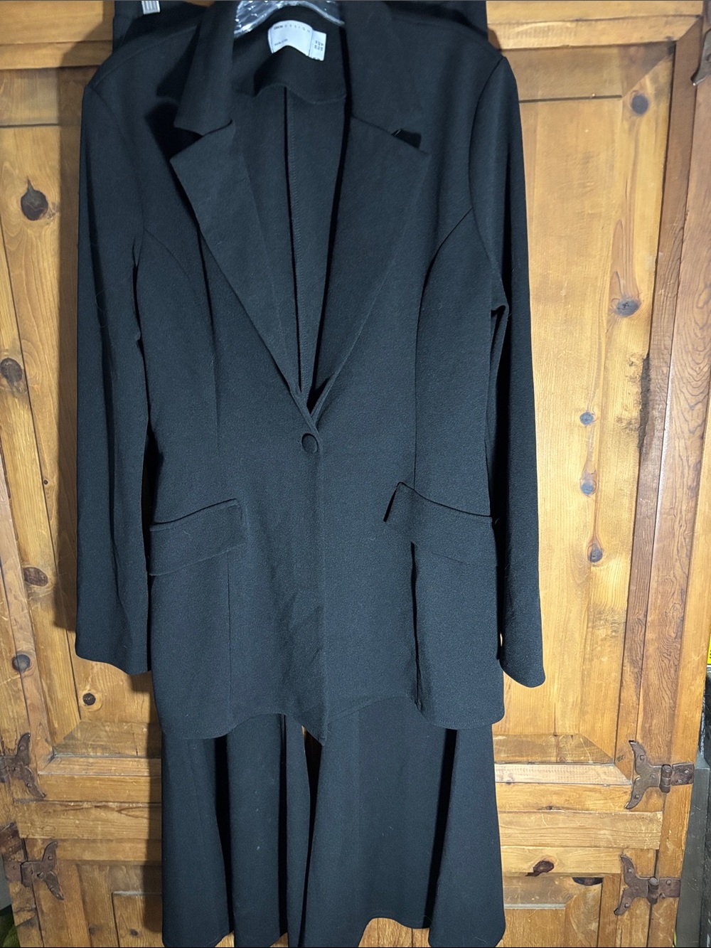 Black Women's Single-Button Blazer Jacket & Super Flare Pant Set